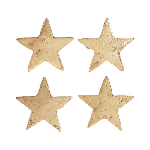 Artikel Servettringar stjärnguld antik look metall 6,5cm Ø4cm 4 st