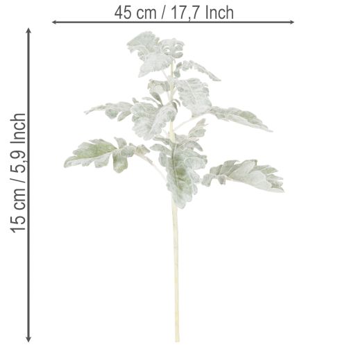 Konstgjord Senecio-gren, silverblad, intrikat tillverkad, 45 cm, 3 stycken | Floristik24.se