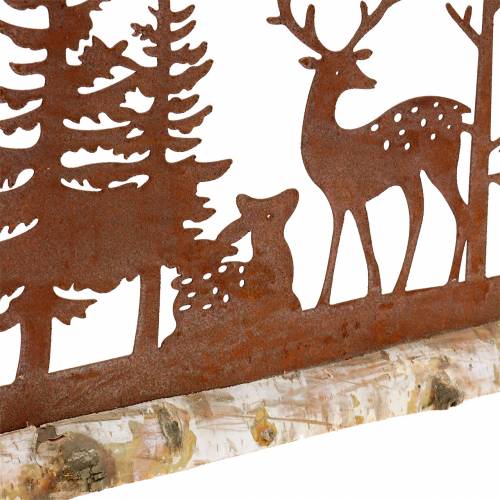 Floristik24 Skogssilhuett med rustikerade djur på en träbotten 57cm x 25cm