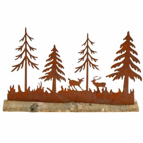 Floristik24 Skogssiluett med djurpatina på träbotten 30cm x 19cm