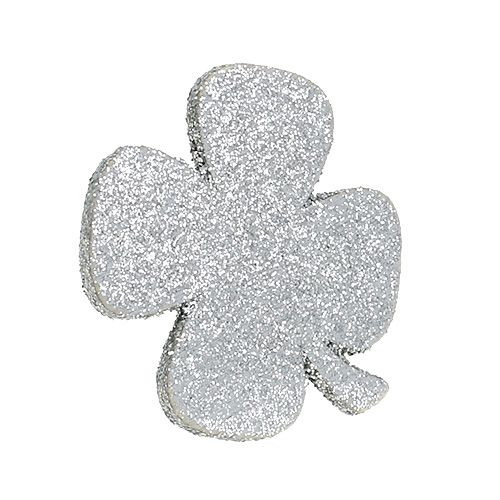 Floristik24 Nyårsdekorationsmix silver med glimmer 4cm - 5cm 24 st