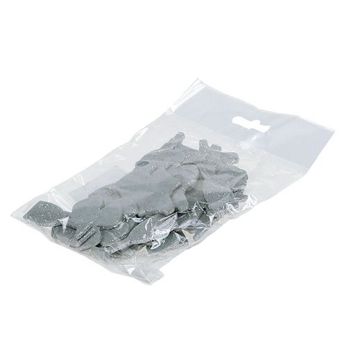 Floristik24 Nyårsdekorationsmix silver med glimmer 4cm - 5cm 24 st
