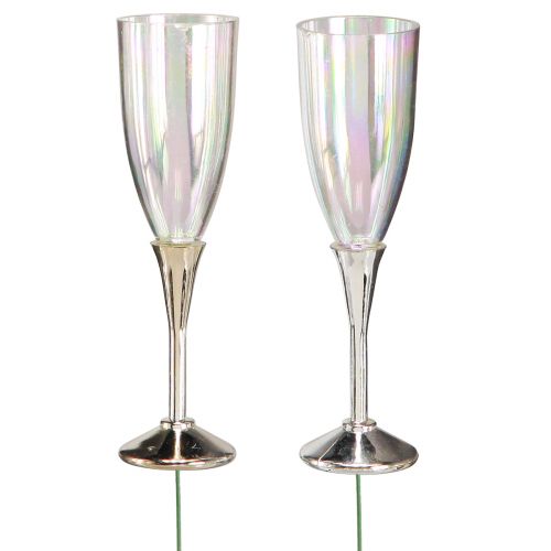 Nyårsdekoration för upphängning av champagneglas på en tråd H9,5cm 8 stycken