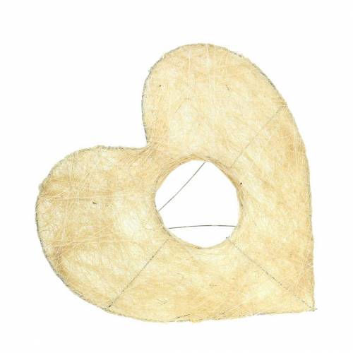 Floristik24 Sisalmanschett hjärta blekt 16cm 10 st