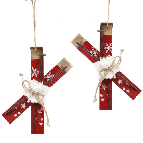 Par skidor rött för att hänga julgran 13,7 cm x 7 cm 3 st