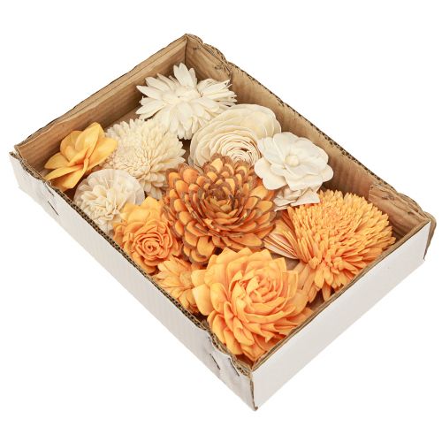 Artikel Sola träblommor dekorativa träblommor mix apelsin 6-11cm 12-15 st