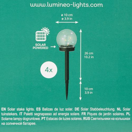 Trädgårdslampa, globlampa med jordspett för utomhusbelysning, 36 cm, 4 stycken | Floristik24.se