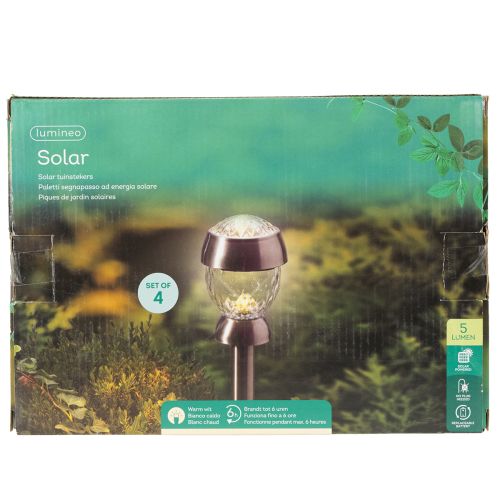 Solcellsdrivna trädgårdsbelysningar med jordspjut, 36 cm, 4-pack | Floristik24.se