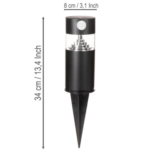 Solcellsdriven trädgårdslampa med rörelsesensor, LED, 34 cm | Floristik24.se