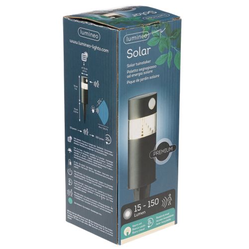 Solcellsdriven trädgårdslampa med rörelsesensor, LED, 34 cm | Floristik24.se