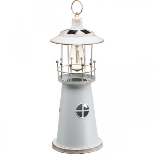 Floristik24 Fyr med belysning, solljus, varmvit, maritim trädgårdsdekoration H47cm Ø18cm