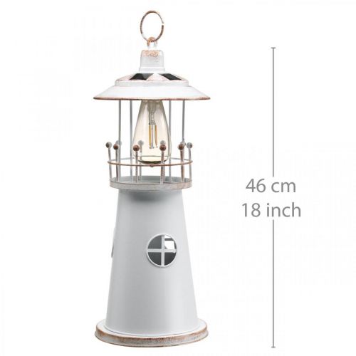 Floristik24 Fyr med belysning, solljus, varmvit, maritim trädgårdsdekoration H47cm Ø18cm