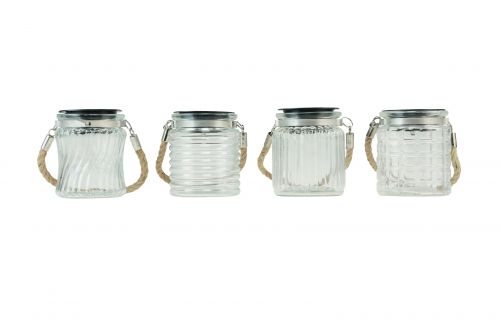 Floristik24 Solljus solglas hänglampa balkong Ø7,5cm H9cm 4st