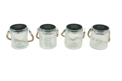 Floristik24 Solljus solglas hänglampa balkong Ø7,5cm H9cm 4st