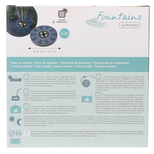 Artikel Solcellspump för trädgårdsdammar, flytande dekorativ vattenfunktion med LED, 16 cm