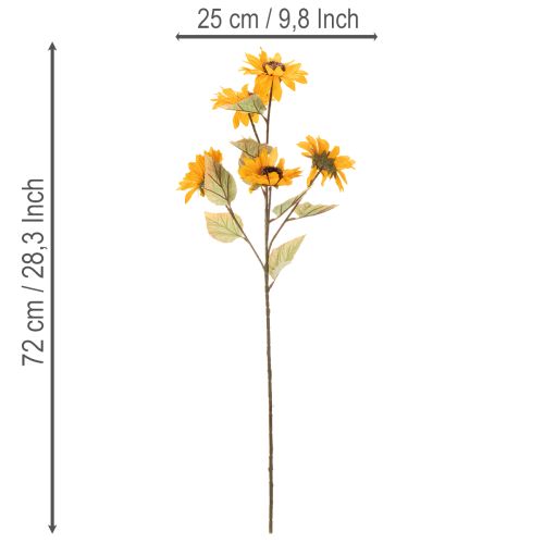 Konstgjord solrosblomma, naturtroget dekoration, 72 cm, 2 stycken | Floristik24.se