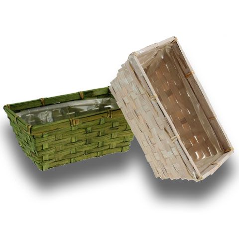 Spånkorgsats fyrkantig grön / vit 10st | Floristik24.se