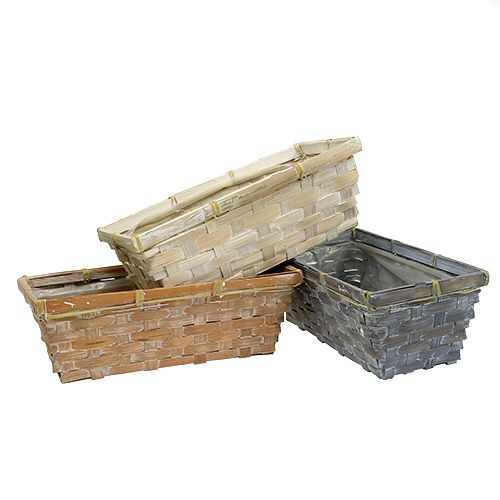 Floristik24 Spånkorgset växtkorg vit/grå/brun 6 st. 25/12 cm