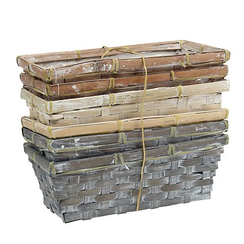 Floristik24 Spånkorgset växtkorg vit/grå/brun 6 st. 25/12 cm