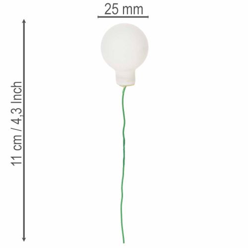 Speglade bär mini glaskulor på tråd, vita, 25 mm, 140 stycken | Floristik24.se