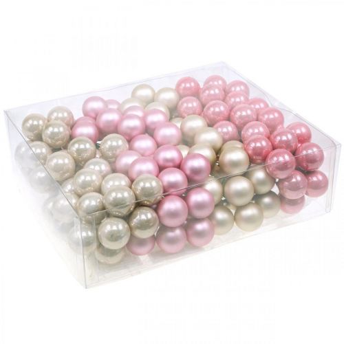 Floristik24 Mini julkulor på trådglas Ø25mm rosa 140 st