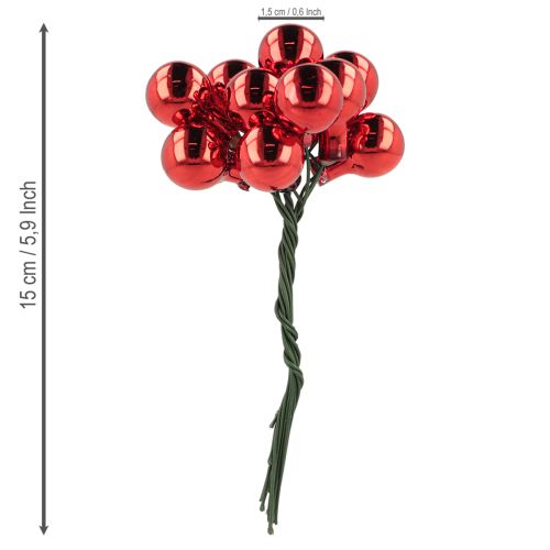 Artikel Spegelbär Röda Matta, Glansiga Ø1,5 cm 140 st