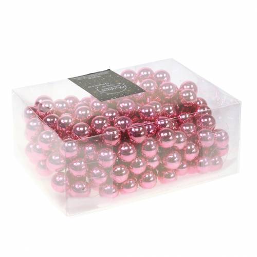 Floristik24 Juldekoration spegel bär glas rosa Ø2cm 144p
