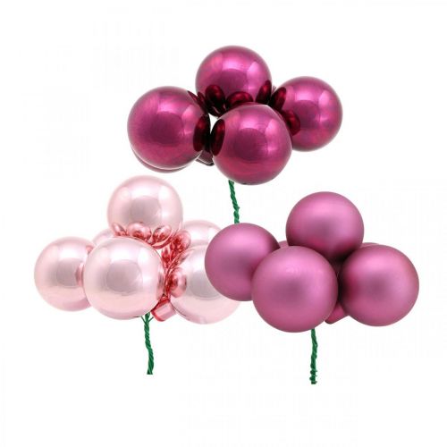 Floristik24 Mini Julkula Rosa Glas Spegel Bär Bär Ø20mm 140 st