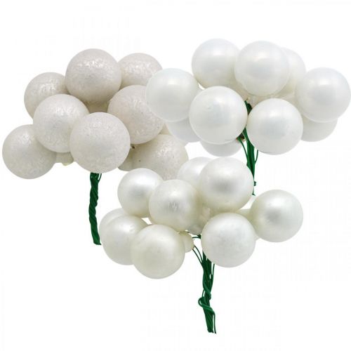 Floristik24 Mini julkulor vit marmorerade diverse spegelbär Ø25mm 140 st