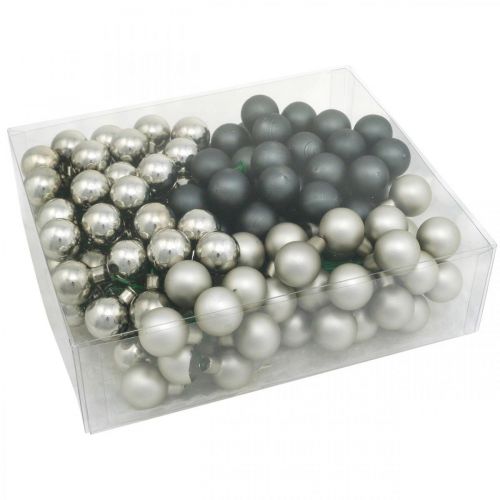 Artikel Mini julkulor silver, antracit spegelbär Ø25mm 140 st