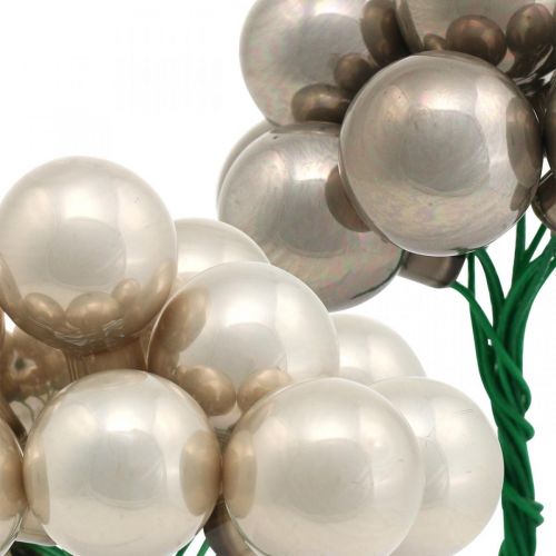 Floristik24 Mini julgranskula kräm, grå spegelbär glas Ø20mm 140p