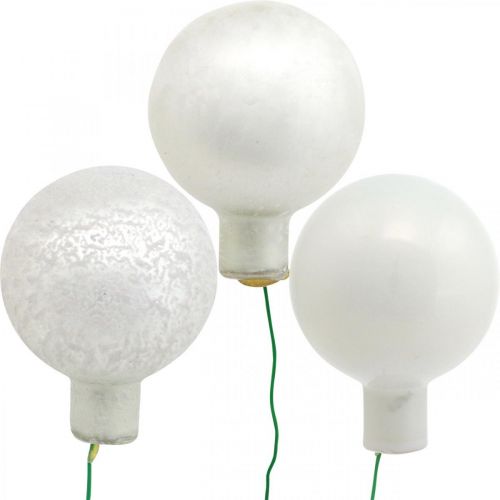 Floristik24 Mini julboll vit spegel bär glas Ø40mm mix 32st