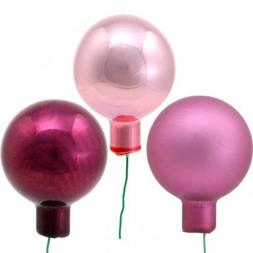 Floristik24 Mini julkula rosa spegel bär glas Ø40mm mix 32st