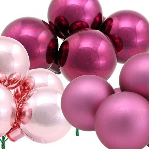 Floristik24 Mini julkula rosa spegel bär glas Ø40mm mix 32st