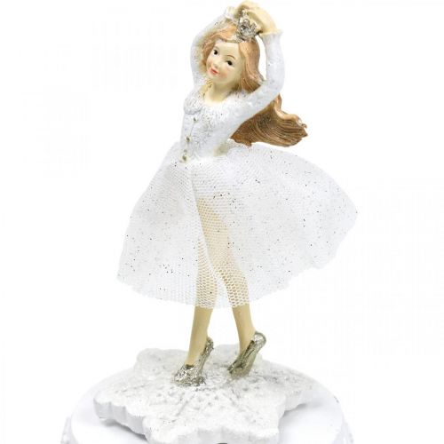 Floristik24 Musiklåda ballerina vit vinterdekoration Ø10,5cm H18,5cm
