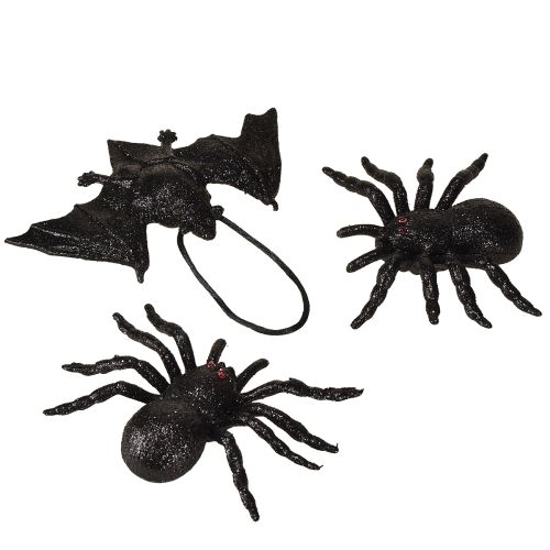 Floristik24 Spindel-, fladdermusfigurer svarta 10 cm, 14 cm 3 stycken