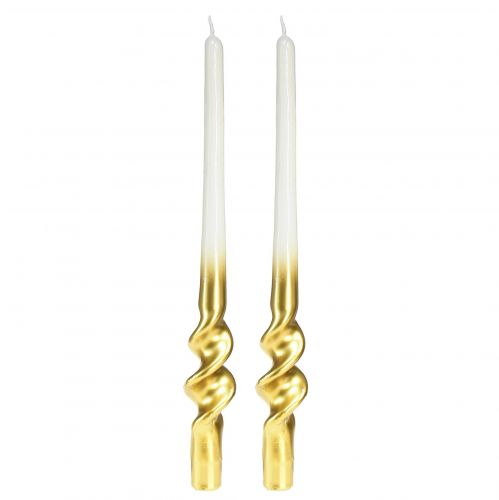Floristik24 Vridna ljus vitguld spiralljus Ø2cm H30cm 2 st