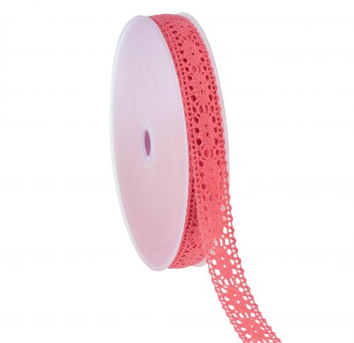 Spetsband dekorativt band presentband rosa B13mm L20m