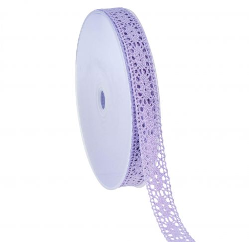Floristik24 Spetsband Lila Dekorativt band Blomfjäder B18mm L20m