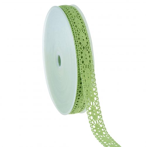 Floristik24 Spetsband dekorativt band grönt B13mm 20m