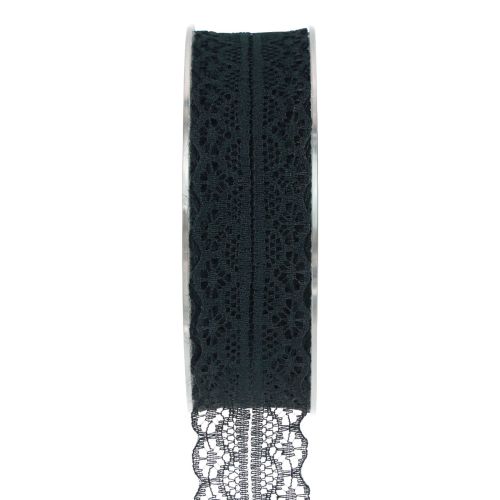 Floristik24 Spetsband presentband svart band spets 28mm 20m