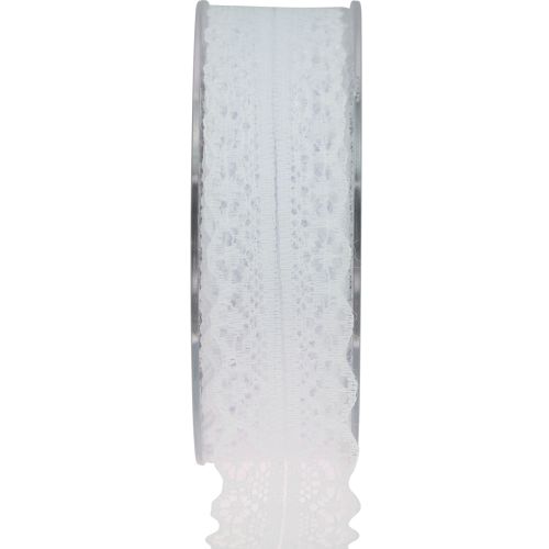 Floristik24 Spetsband presentband vitt dekorativt band spets 28mm 20m