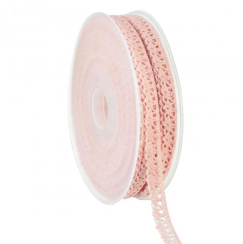 Spetsbård rosa dekorativt band virkad spets B12mm L20m