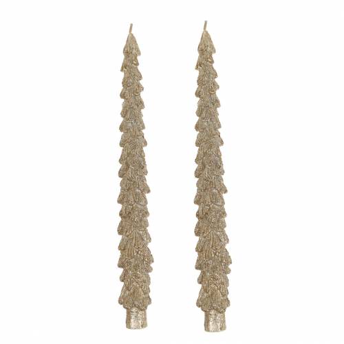 Floristik24 Avsmalnande ljus gran guld metallic 30mm × 260mm 2st