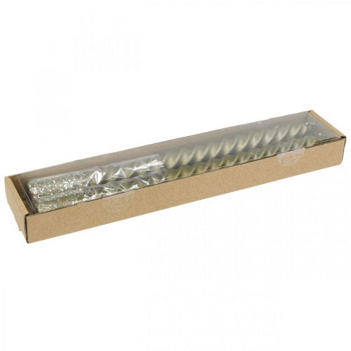 Floristik24 Avsmalnande ljus vridna ljus spiralljus guld 24cm 2 st