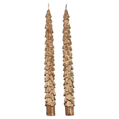 Floristik24 Taper Ljus Brun Metallic Ljus Julljus 25cm 2st
