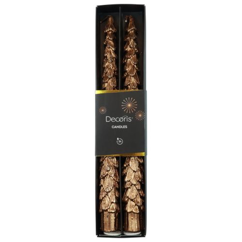 Floristik24 Taper Ljus Brun Metallic Ljus Julljus 25cm 2st