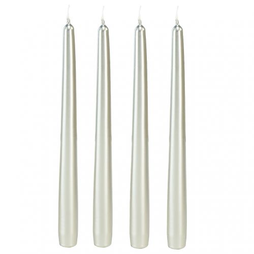 Floristik24 Avsmalnande ljus silver 250/23 12st