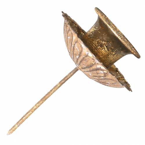 Floristik24 Avsmalnande ljushållare för stickning av antik stil gyllene Ø8,5cm 4st