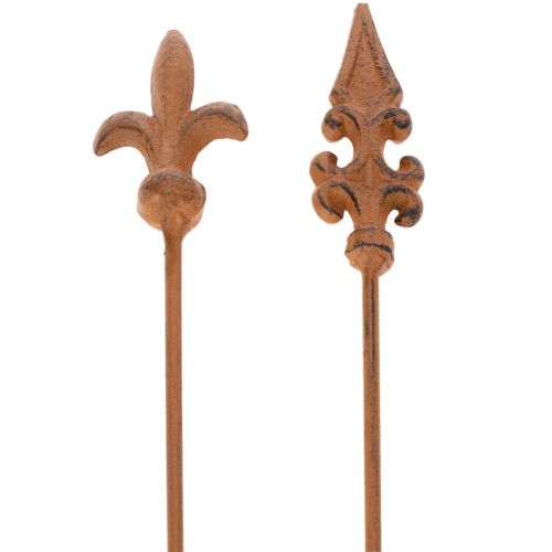 Trädgårdspåke rustik dekoration liljelans i antik design för utomhusbruk 60 cm 2 st